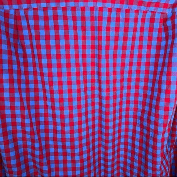 Large J Crew Mens Plaid Shirt Blue Red Cotton Button Front Long Sleeve Preppy - Picture 11 of 13